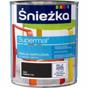 Śnieżka Supermal farba akrylowa Czarna matowa - 0,8l