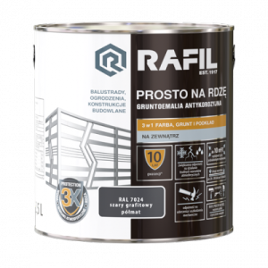 RAFIL Na rdzę PÓŁMAT szary grafitowy - 2,5l