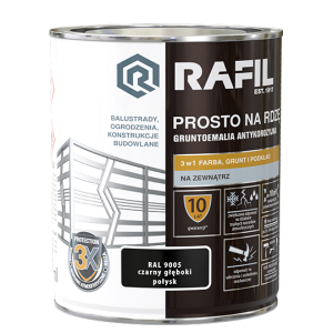 RAFIL Na rdzę POŁYSK czarny głęboki - 0,75l