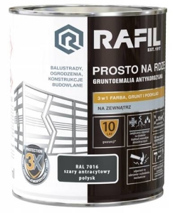 RAFIL Na rdzę POŁYSK szary antracytowy - 2,5l