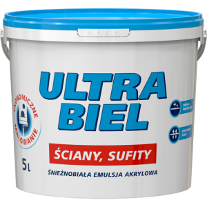 Ultra Biel Śnieżnobiała emulsja akrylowa mat 5L