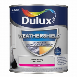 Dulux Weathershield emalia do drewna metalu i pcv jasny szary RAL 7047 0,7l