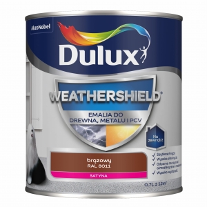 Dulux Weathershield emalia do drewna metalu i pcv brązowy RAL 8011 0,7l