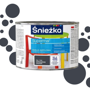 Śnieżka Supermal emalia drewno metal antracyt półpołysk RAL7016 0,4L