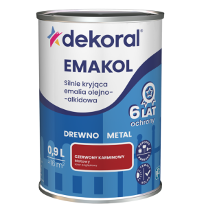 Dekoral Emakol emalia olejno-alkidowa Czerwony Karminowy Matowy 0,9L