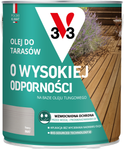 V33 Olej do tarasów o wysokiej odporności SZARY 2,5L  