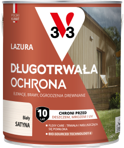 V33 Lazura długotrwała ochrona BIAŁY 2,5L