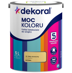 Dekoral Moc koloru farba lateksowa do ścian i sufitów Żółty słoneczny 5l