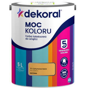 Dekoral Moc koloru farba lateksowa do ścian i sufitów Cytrynowa Beza 5L