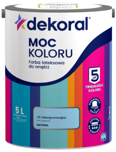 Dekoral Moc koloru farba lateksowa do ścian i sufitów Niezapominajka 5l