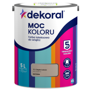 Dekoral Moc koloru farba lateksowa do ścian i sufitów Ciepłe Kakao 5L