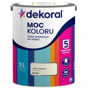 Dekoral Moc koloru farba lateksowa do ścian i sufitów Bita Śmietana 5L