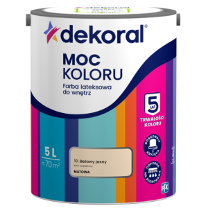 Dekoral Moc koloru farba lateksowa do ścian i sufitów Beżowy Jasny 5L