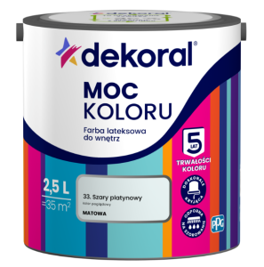 Dekoral Moc koloru farba lateksowa do ścian i sufitów Szary Platynowy 2,5L