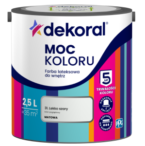 Dekoral Moc koloru farba lateksowa do ścian i sufitów Lekko szary 2,5L