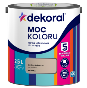 Dekoral Moc koloru farba lateksowa do ścian i sufitów Ciepłe kakao 2,5L