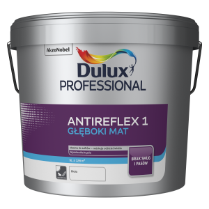 ANTYREFLEKSYJNA BIAŁA FARBA LATEKSOWA AKZO DULUX PRO ANTIREFLEX 1 9L