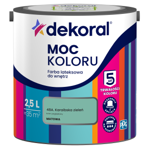 Dekoral Moc koloru farba lateksowa do ścian i sufitów Karaibska zieleń 2,5L