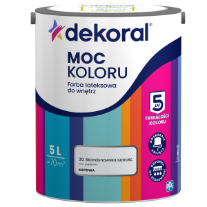 Dekoral Moc koloru farba lateksowa do ścian i sufitów Skandynawska szarość 5L